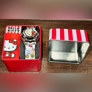 Cute 🥰 Sanrio Hello Kitty Kids LCD Watch packaged in a collectible tin